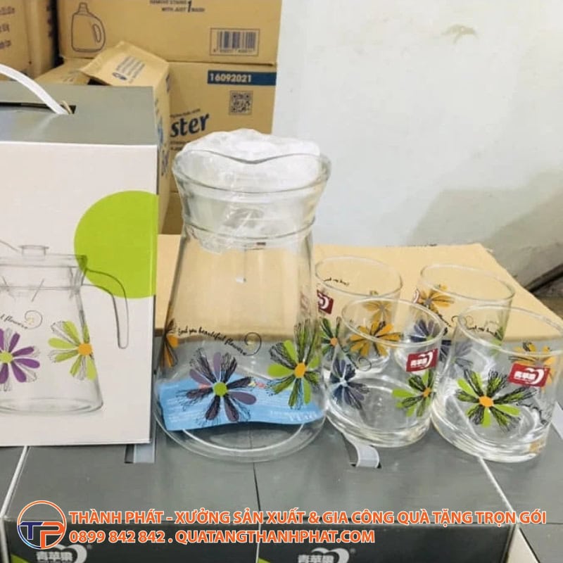 Ly Thuỷ Tinh Có Quai Chặt Góc Lt22 27 Bo binh ly thuy tinh in logo lt20 sang trong