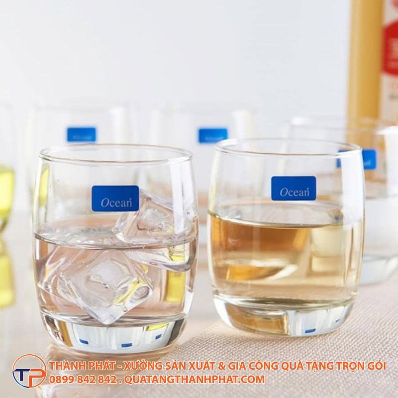 Ly Thuỷ Tinh Vân Caro In Logo Lt28 22 Ly thuy tinh dang bau day day lt25 qua tang