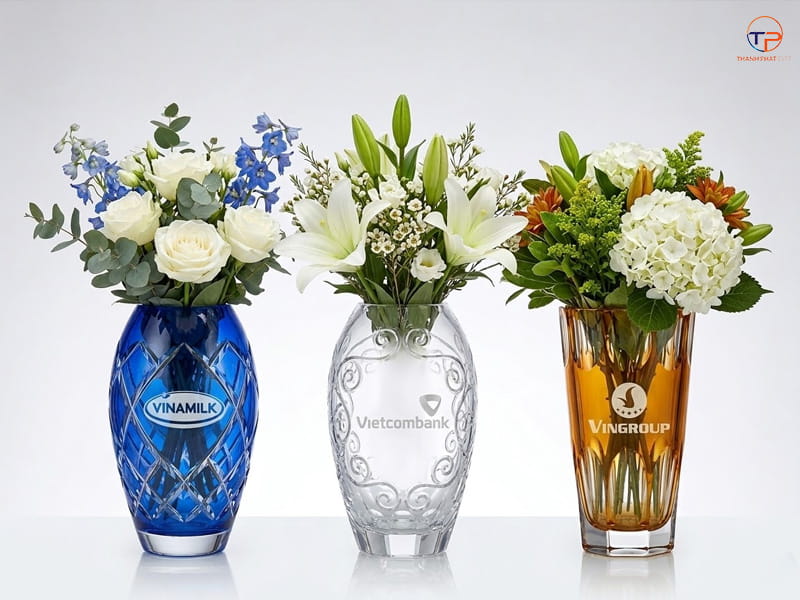 Top 5 Mẫu Lọ, Bình Hoa In Logo Làm Quà Tặng Doanh Nghiệp Đẹp 20 Binh hoa pha le in logo