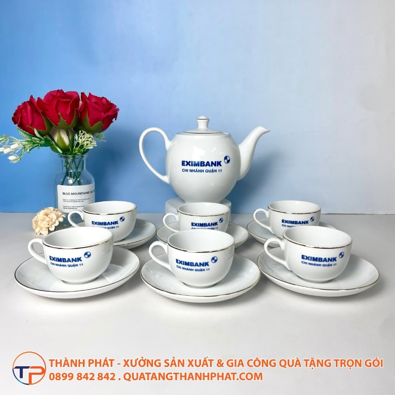 Bộ Ấm Trà Daisy In Logo 25 Bo am tra camellia chi vang cao cap