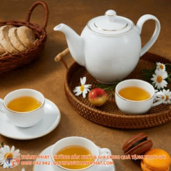 Bộ Ấm Trà Camellia Chỉ Vàng In Logo 18 Bộ ấm trà camellia chỉ vàng in logo - ảnh 3