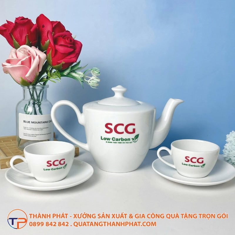 Bộ Ấm Trà Daisy In Logo 21 Bo am tra daisy in logo cao cap
