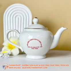 Bộ Ấm Trà Hoạ Tiết Hoa Hồng Chỉ Vàng In Logo 15 Bộ ấm trà hoạ tiết hoa hồng chỉ vàng in logo - ảnh 2