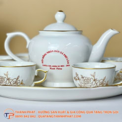 Bộ Ấm Trà Hoạ Tiết Hoa Hồng Chỉ Vàng In Logo 18 Bộ ấm trà hoạ tiết hoa hồng chỉ vàng in logo - ảnh 5