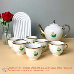 Bộ Ấm Trà Mạ Vàng Sang Trọng In Logo 16 Bộ ấm trà mạ vàng sang trọng in logo - ảnh 2
