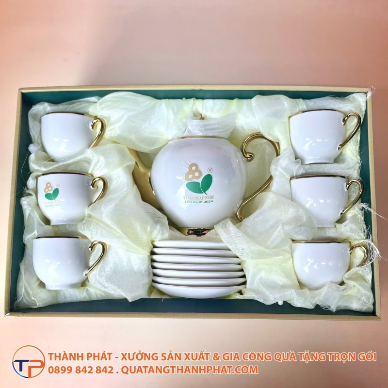 Bộ Ấm Trà Mạ Vàng Sang Trọng In Logo 15 Bộ ấm trà mạ vàng sang trọng in logo - ảnh 6