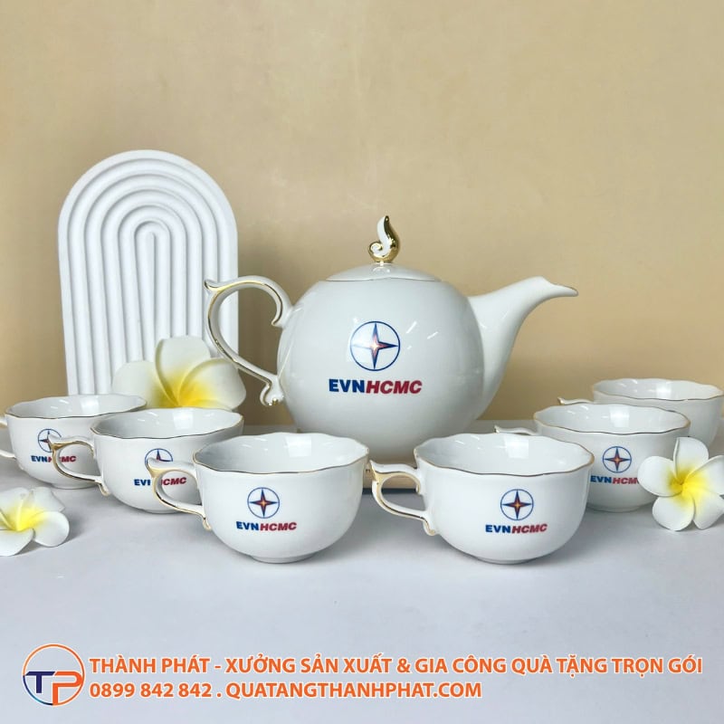 Bộ Ấm Trà Nắp Ngọn Lửa Viền Chỉ Vàng 25 Bo am tra nap ngon lua vien chi vang tinh te