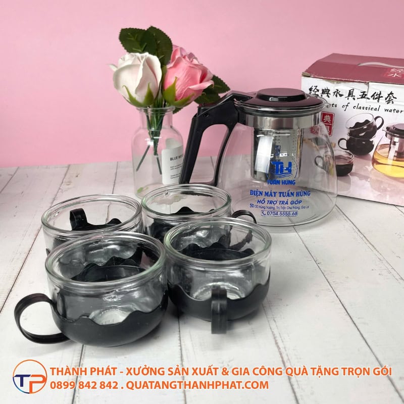Bộ Ấm Trà Thuỷ Tinh Có Lõi Lọc Inox 23 Bo am tra thuy tinh co loi loc inox sang trong