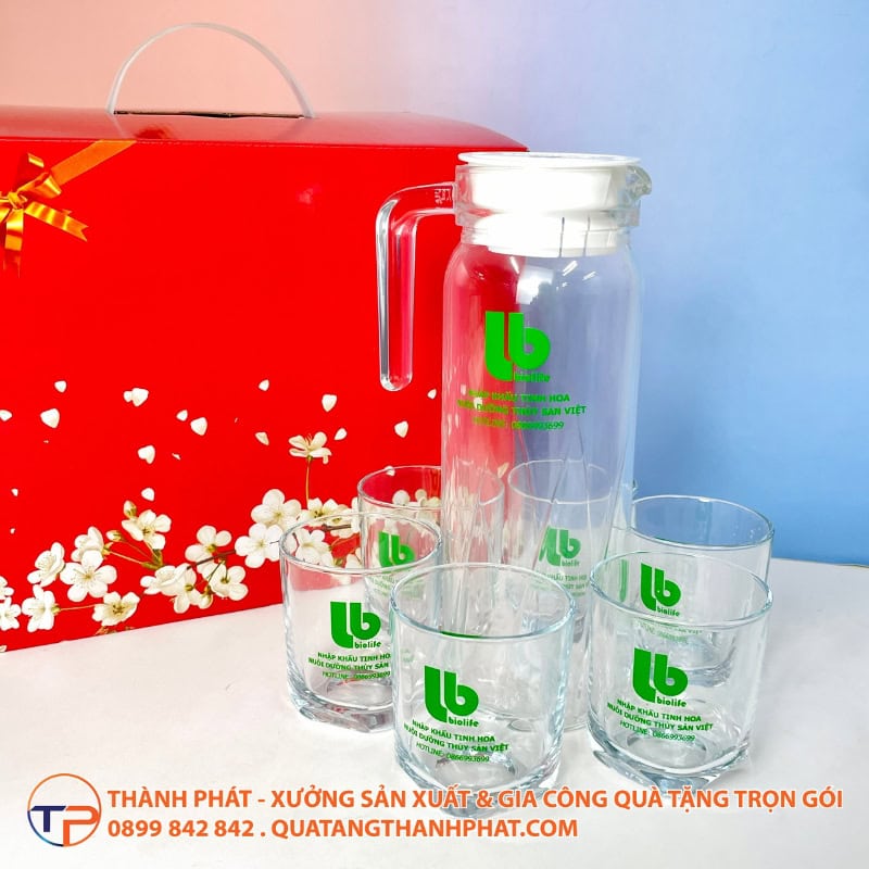 Ly Thuỷ Tinh Vân Caro In Logo Lt28 20 Bo binh ly thuy tinh qua tang in logo lt27 tinh te