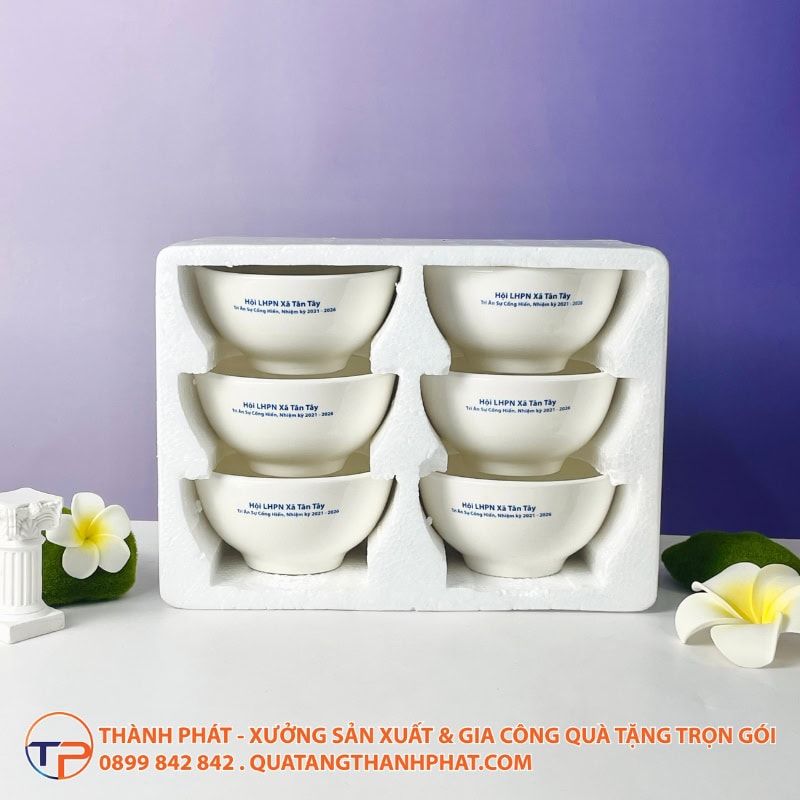 Bộ Chén Sứ 11,5Cm In Logo 18 Bo chen su 115cm in logo tang cao cap