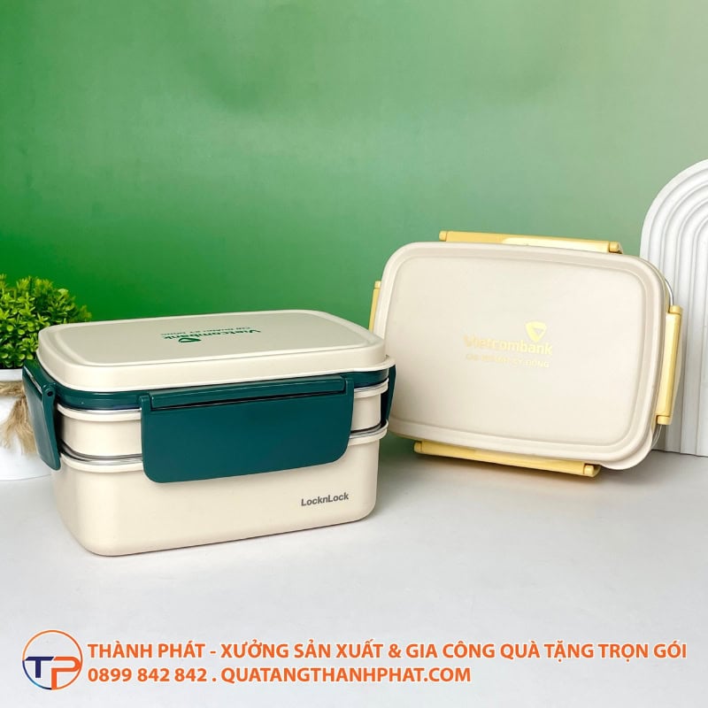Hộp Đựng Cơm Inox 2 Tầng Lock&Amp;Lock Lcb500 In Logo 21 Bo qua tang dai hoi ky niem gs179 cao cap 1