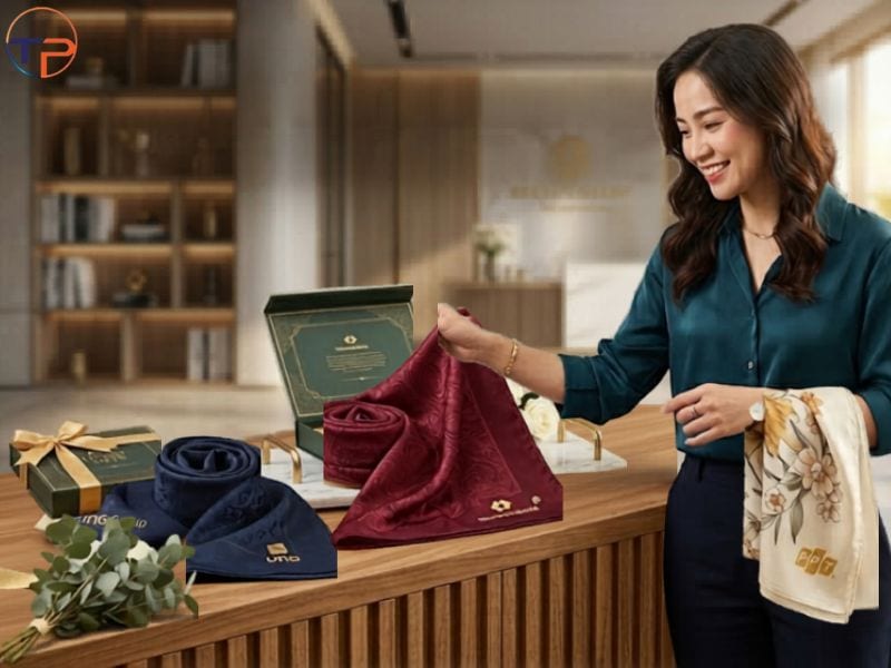 Top 9 Mẫu Khăn Lụa Quà Tặng Doanh Nghiệp In Logo Đẹp, Tinh Tế 24 In logo khan lua qua tang doanh nghiep