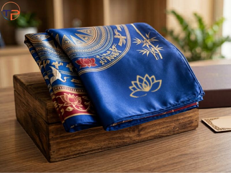 Top 9 Mẫu Khăn Lụa Quà Tặng Doanh Nghiệp In Logo Đẹp, Tinh Tế 22 Khan lua hoa tiet di san