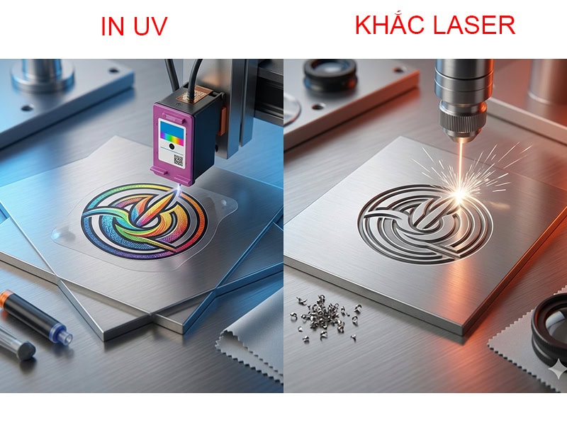 In Uv Vs Khắc Laser Trên Kim Loại: Phân Tích Độ Bền, Thẩm Mỹ Và Chi Phí Khi In Khắc Logo 11 So sanh in uv khac laser