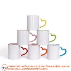 Ly sứ quai tim song màu in logo ls16