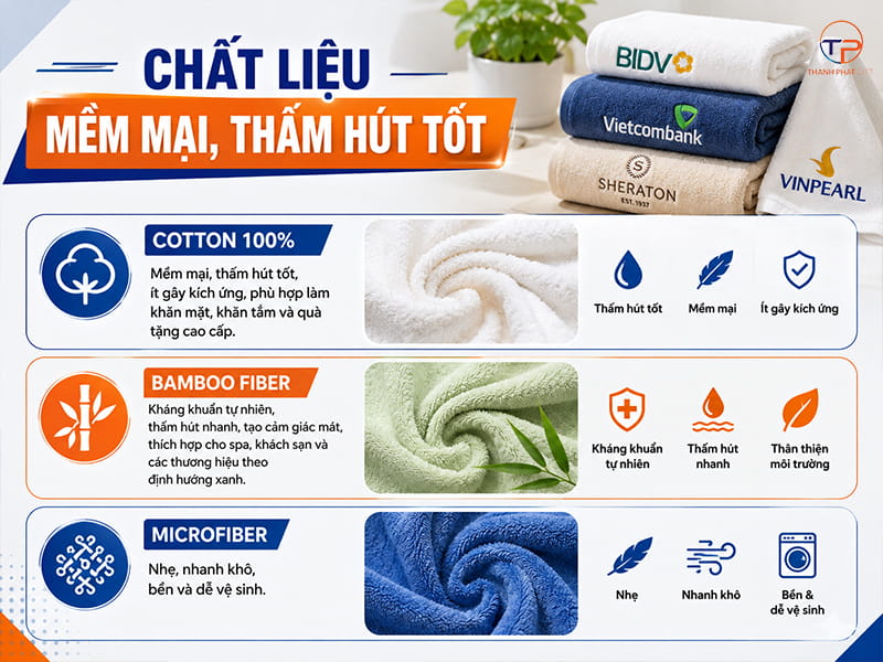 Khăn Thêu Logo Làm Quà Tặng: Đặc Điểm, Phân Loại, Ứng Dụng &Amp; Top Mẫu 13 Chat lieu khan theu logo