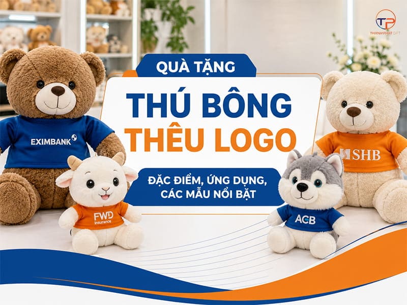 Quà tặng thú bông thêu logo