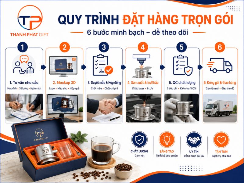 Quy trinh dat phin pha ca phe lam qua tang