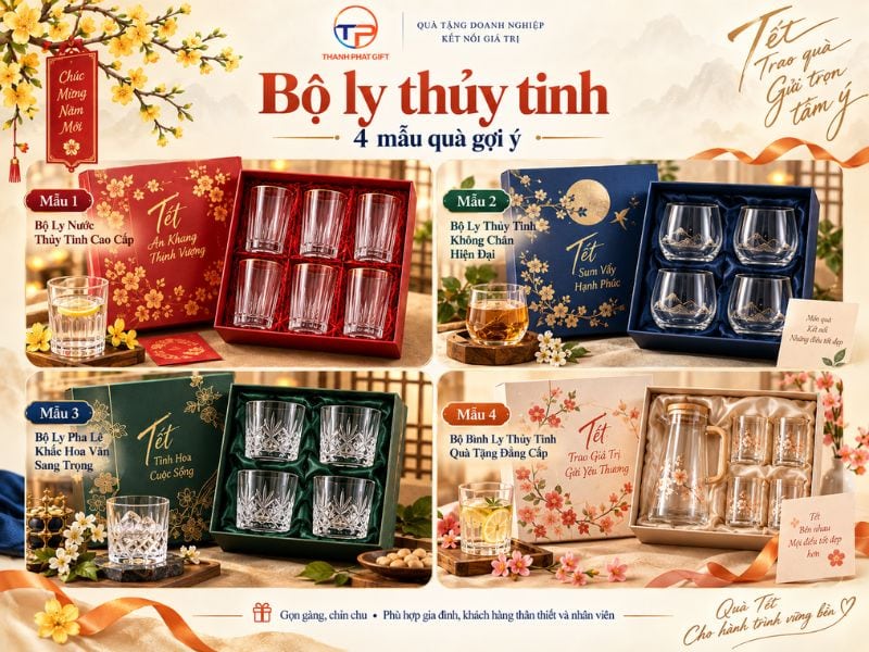 Gợi Ý Quà Tặng Doanh Nghiệp Dịp Tết, Cuối Năm Độc Đáo 36 Bo ly thuy tinh 1
