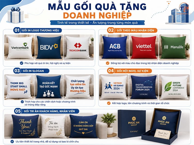 Gối Quà Tặng: Ý Nghĩa, Ứng Dụng, Phân Loại Và Top Mẫu 21 Goi tang doanh nghiep
