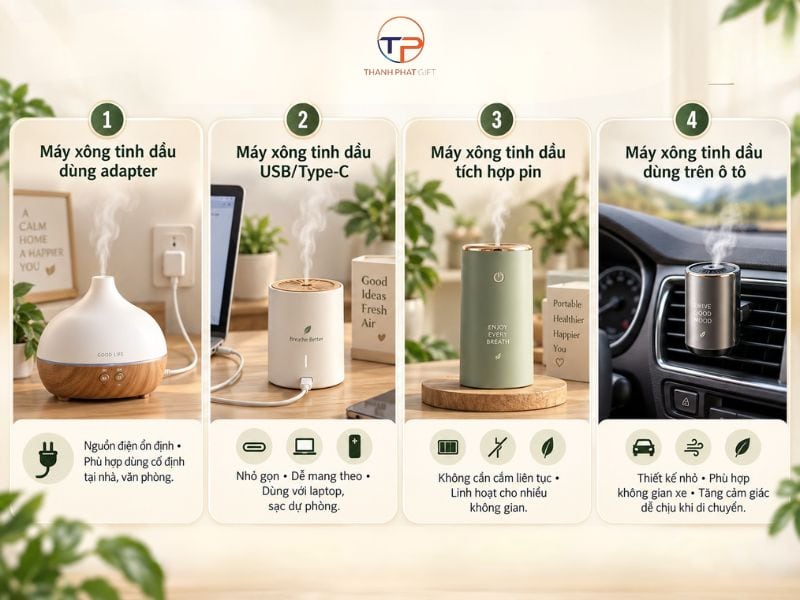 Máy Xông Tinh Dầu In Logo: Đặc Điểm, Phân Loại, Top Mẫu &Amp; Lưu Ý Lựa Chọn 22 Phan loai may tinh dau theo nguon dien
