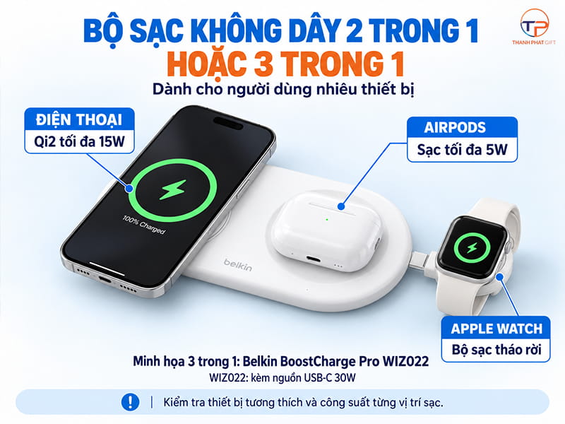 Quà Tặng Sạc Magsafe: Đặc Điểm, Phân Loại Và Top Mẫu 20 Bo sac khong day 2 trong 1