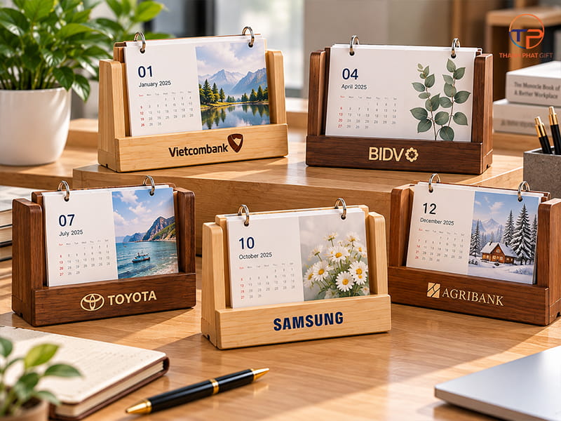 Top 15+ Mẫu Lịch Gỗ Để Bàn Làm Quà Tặng Doanh Nghiệp Đẹp, Sang Trọng 25 Lich de ban de go chu u