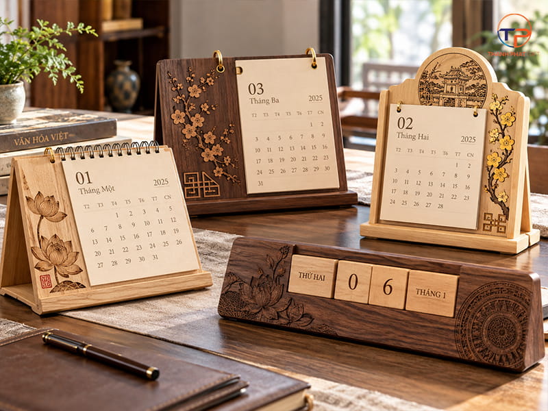 Top 15+ Mẫu Lịch Gỗ Để Bàn Làm Quà Tặng Doanh Nghiệp Đẹp, Sang Trọng 38 Lich go hoa tiet