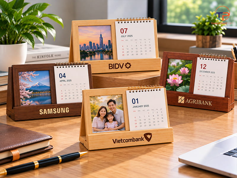 Top 15+ Mẫu Lịch Gỗ Để Bàn Làm Quà Tặng Doanh Nghiệp Đẹp, Sang Trọng 33 Lich go ket hop khung anh