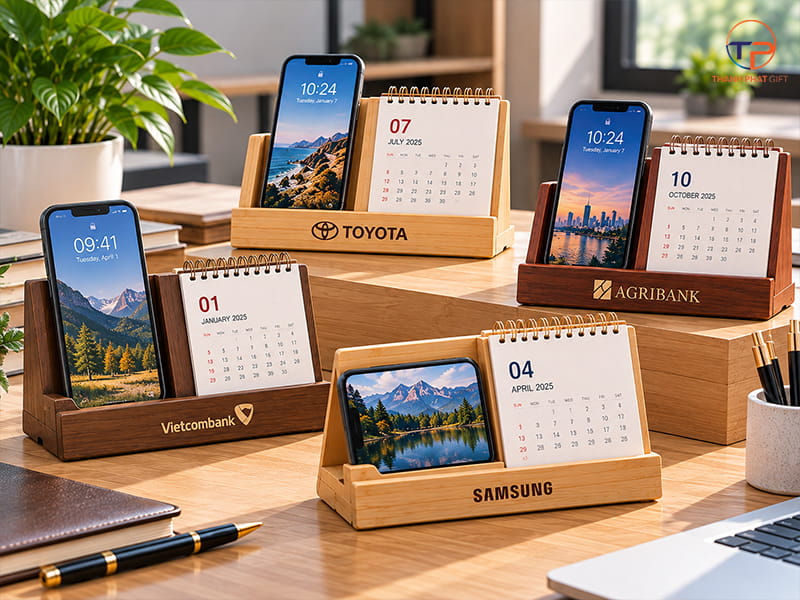 Top 15+ Mẫu Lịch Gỗ Để Bàn Làm Quà Tặng Doanh Nghiệp Đẹp, Sang Trọng 32 Lich go tich hop gia do dien thoai